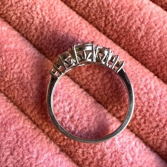 Sterling Silver CZ Ring With Round Cut Trio Stones Elegant Design Size 9 PAJ 925 - Picture 7 of 10